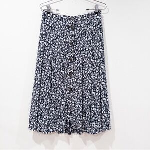 Banana Republic Black and White Floral Midi Skirt